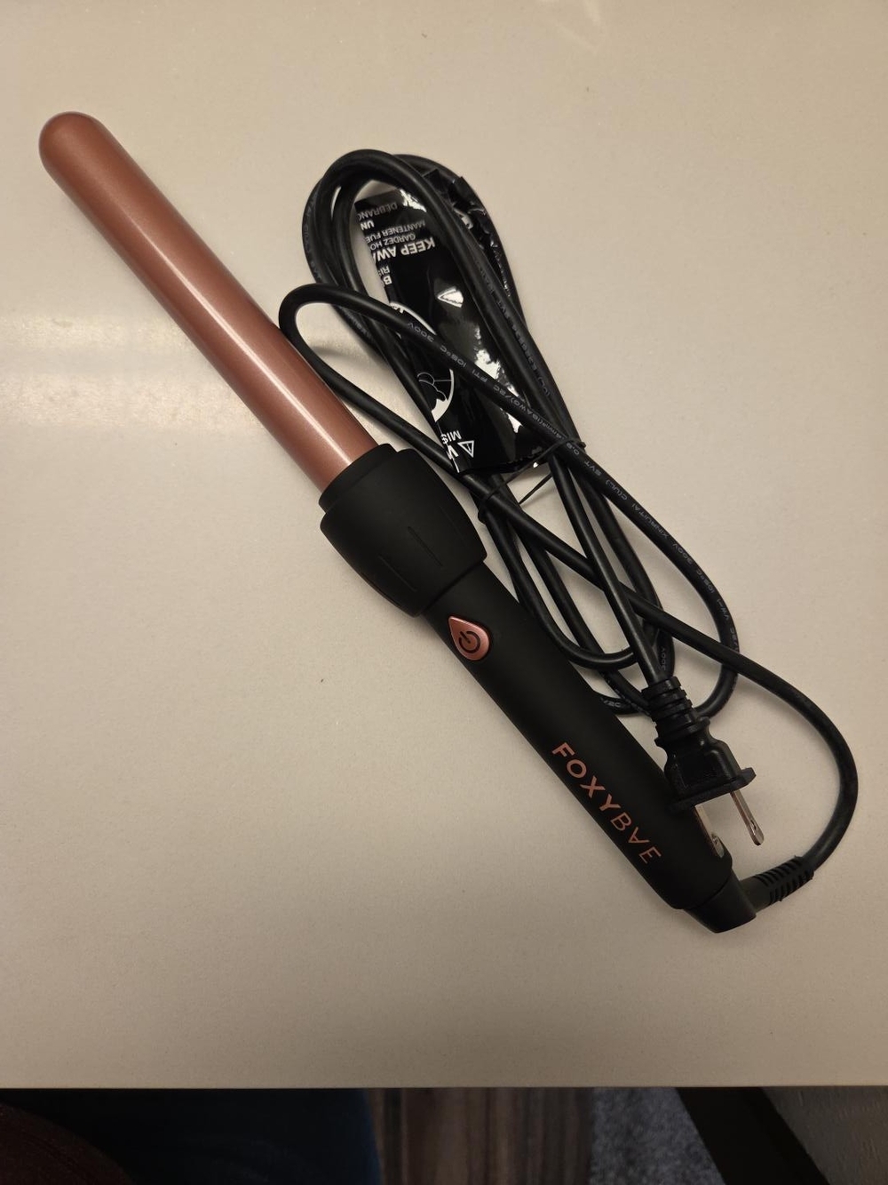 FoxyBae 25mm Rose Gold Curling Wand, model BLK-25CRL